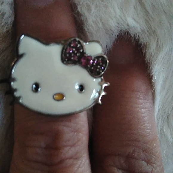 Hello Kitty Jewelry - Hello kitty sterling silver ring with diamond bow accents